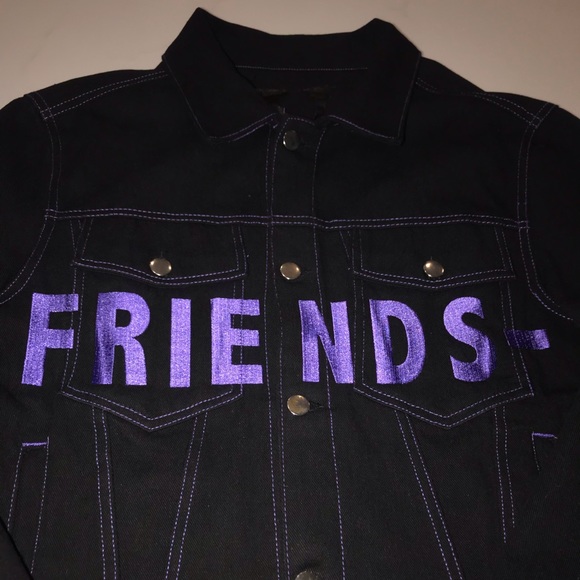 Vlone Black Denim Jacket Purple Size Large - Picture 2 of 8